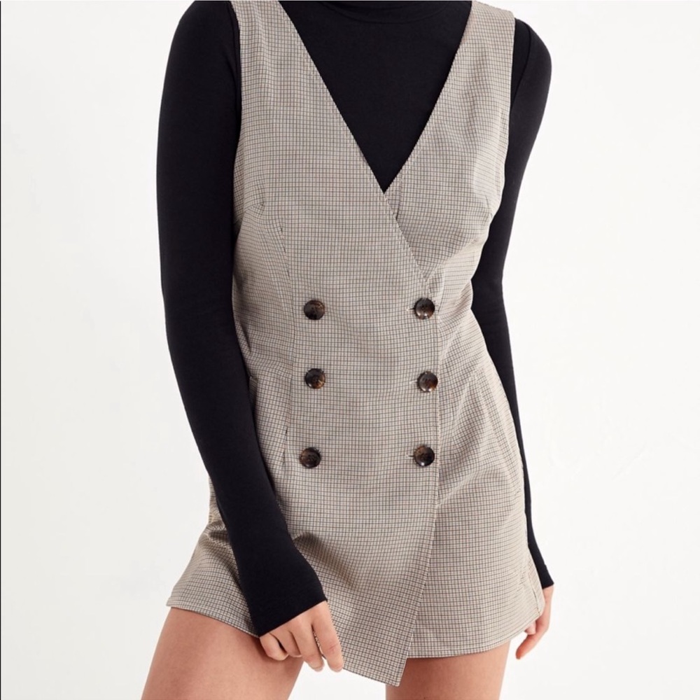 Urban Outfitters plaid wrap front short romper